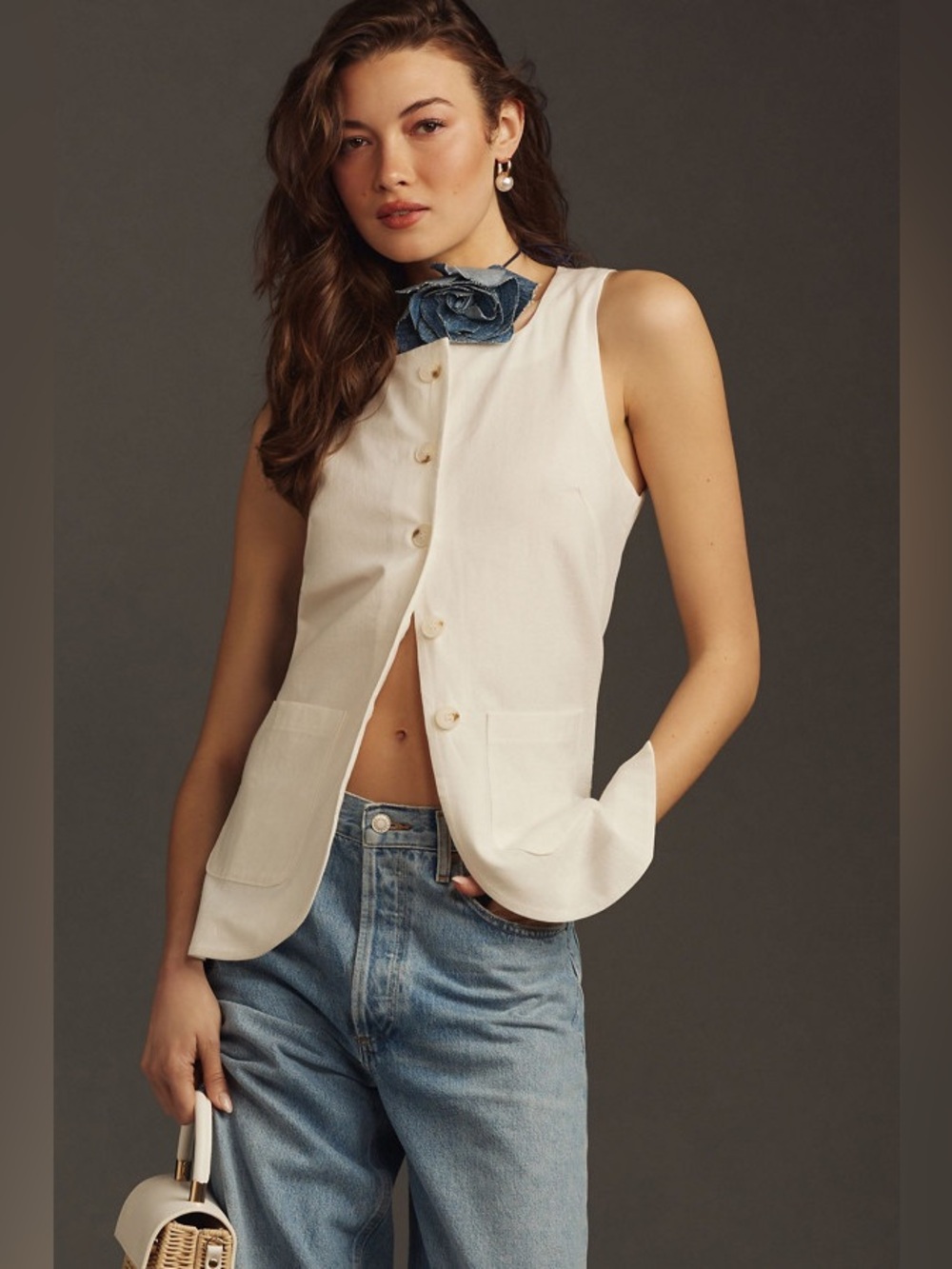 Anthropologie Sleeveless Buttondown Vest